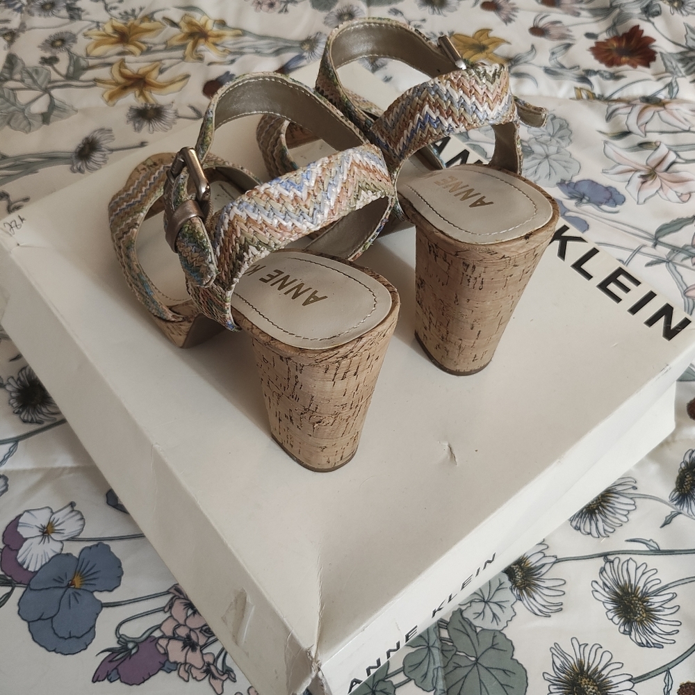 Anne Klein Zigzag Pattern Cork Platform Sandals - image 6